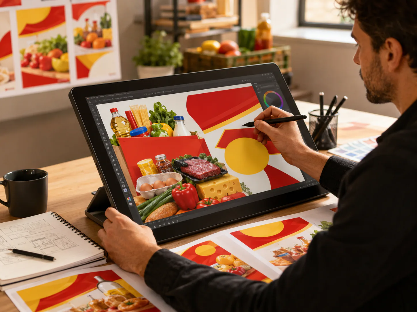 Gestaltung einer Aktionsgrafik für einen Lebensmittelmarkt