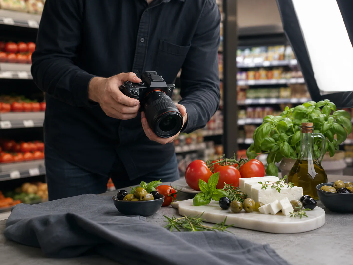 Produktfotografie von frischen Lebensmitteln direkt im Markt